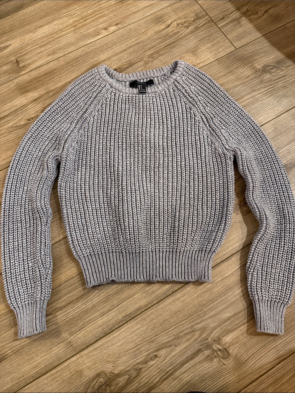Forever 21 Cozy Chunky Knit Crewneck Sweater - gray size small Y2K